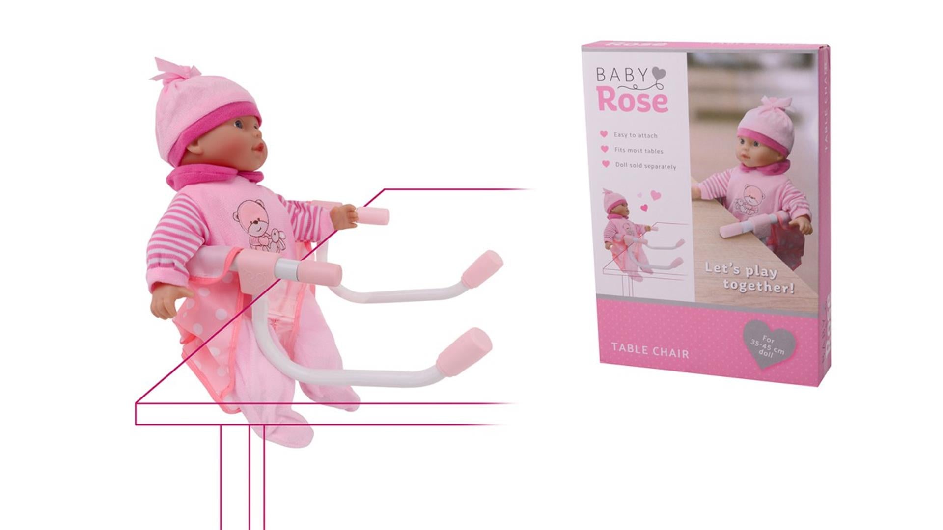 Johntoy john toy baby rose tafelstoel (geschikt voor poppen van 35-45cm)