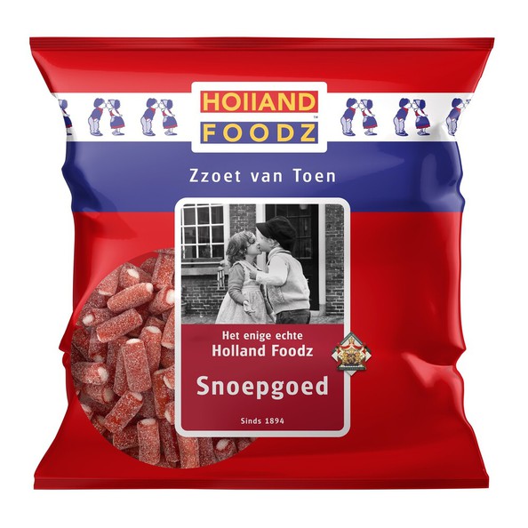 Holland foodz zachte zure mini aardbeistokjes zak (6x 500g)