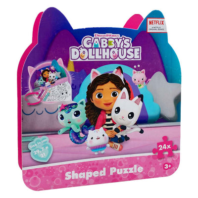 Merkloos sans marque gabby's poppenhuis puzzel 24 stukjes kattenvormige doos speelgoed.