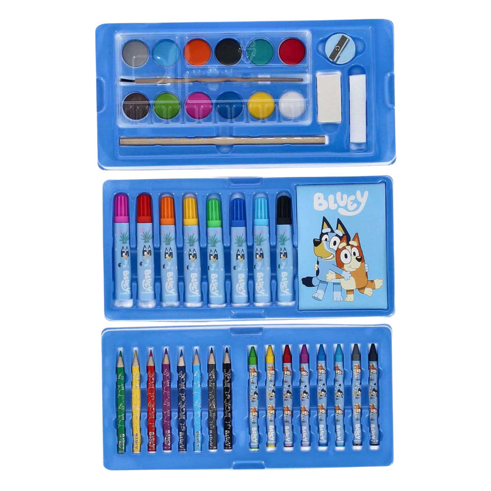 Speelgoedland bluey kleurkoffer set - 52dlg.