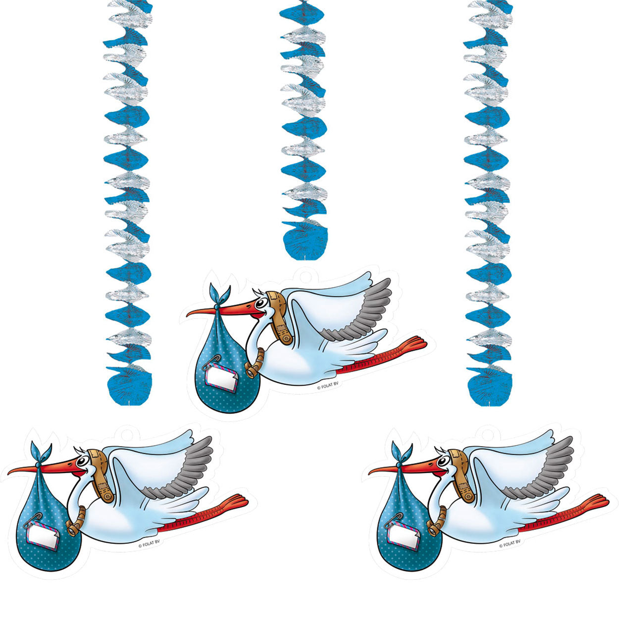 Folat bv blauwe hangdecoratie, 3st.