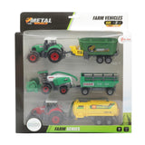 Toi-toys metal landbouw set 6-delig tractor + aanhanger 4 assorti - afbeelding 1