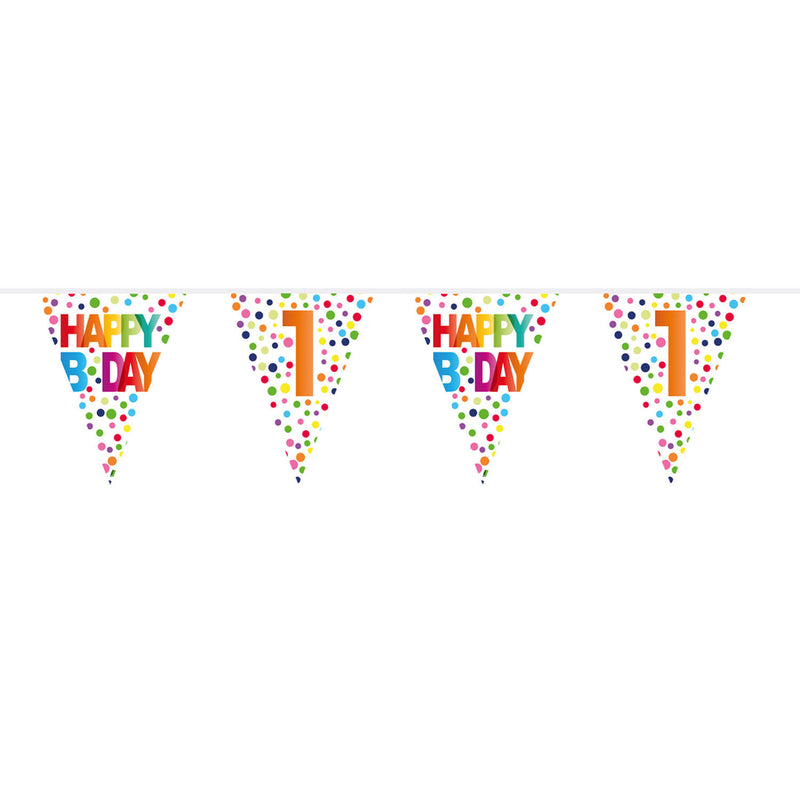 Folat bv vlaggenlijn confetti 1 jaar, 10mtr.