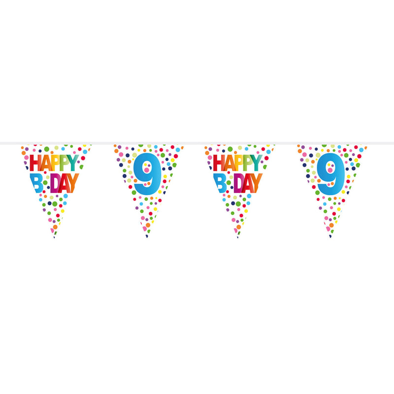 Folat bv vlaggenlijn confetti 9 jaar, 10mtr.