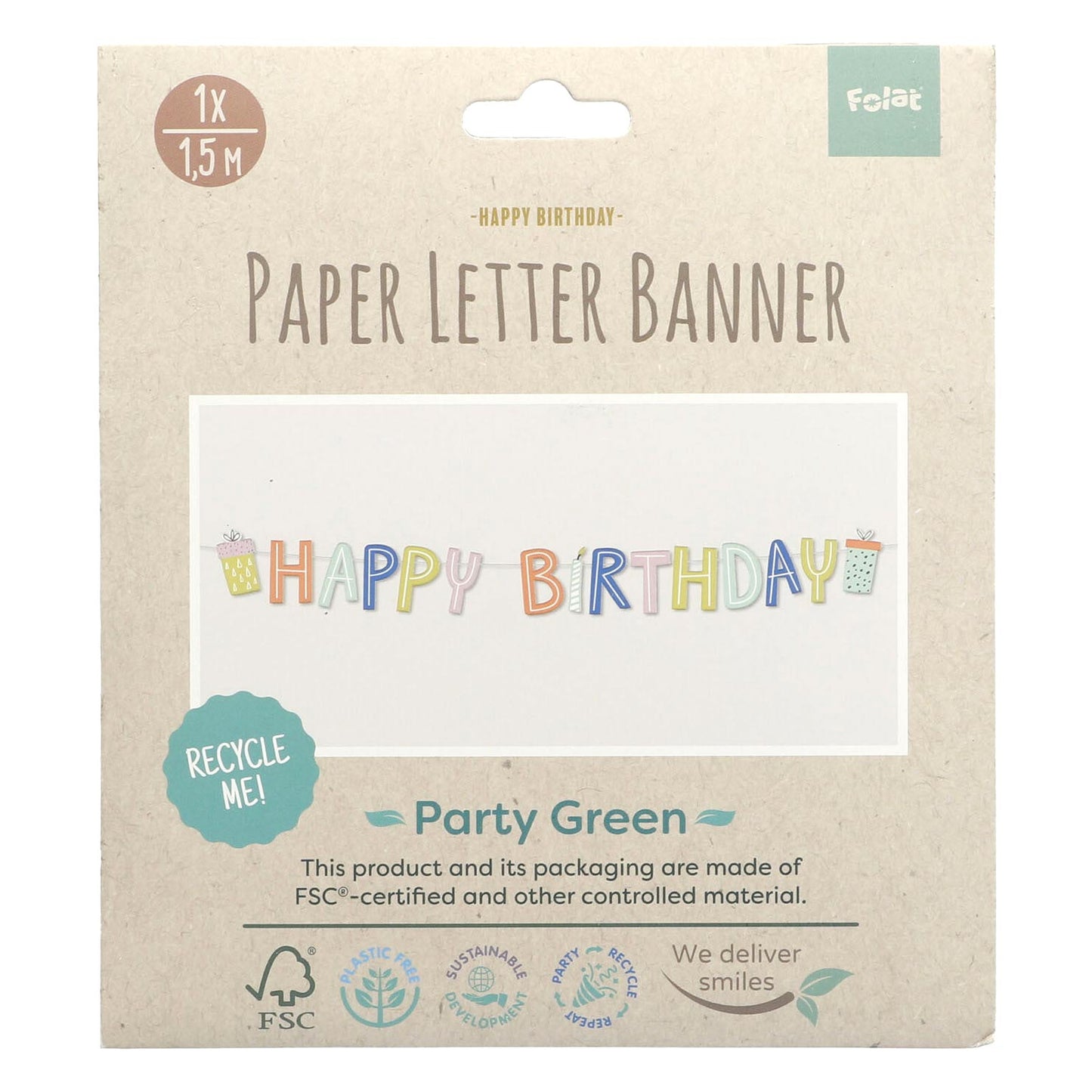 Folat bv letterslinger eco party 1,5 meter