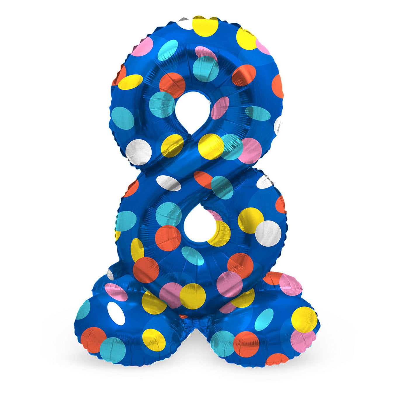 Folat bv staande folieballon colorful dots cijfer 8 - 72cm