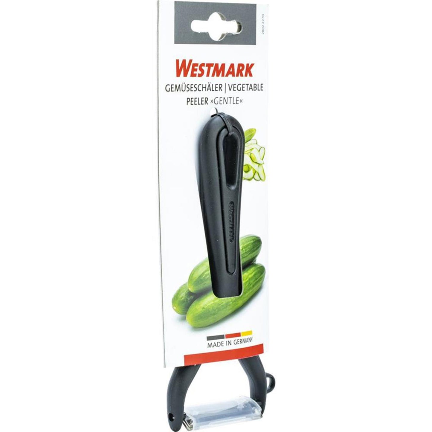 Westmark groente- en aspergeschiller met uitsteker, gentle, roestvrijstalen mes, met mesbeschermer, kleur: zwart, 28022270
