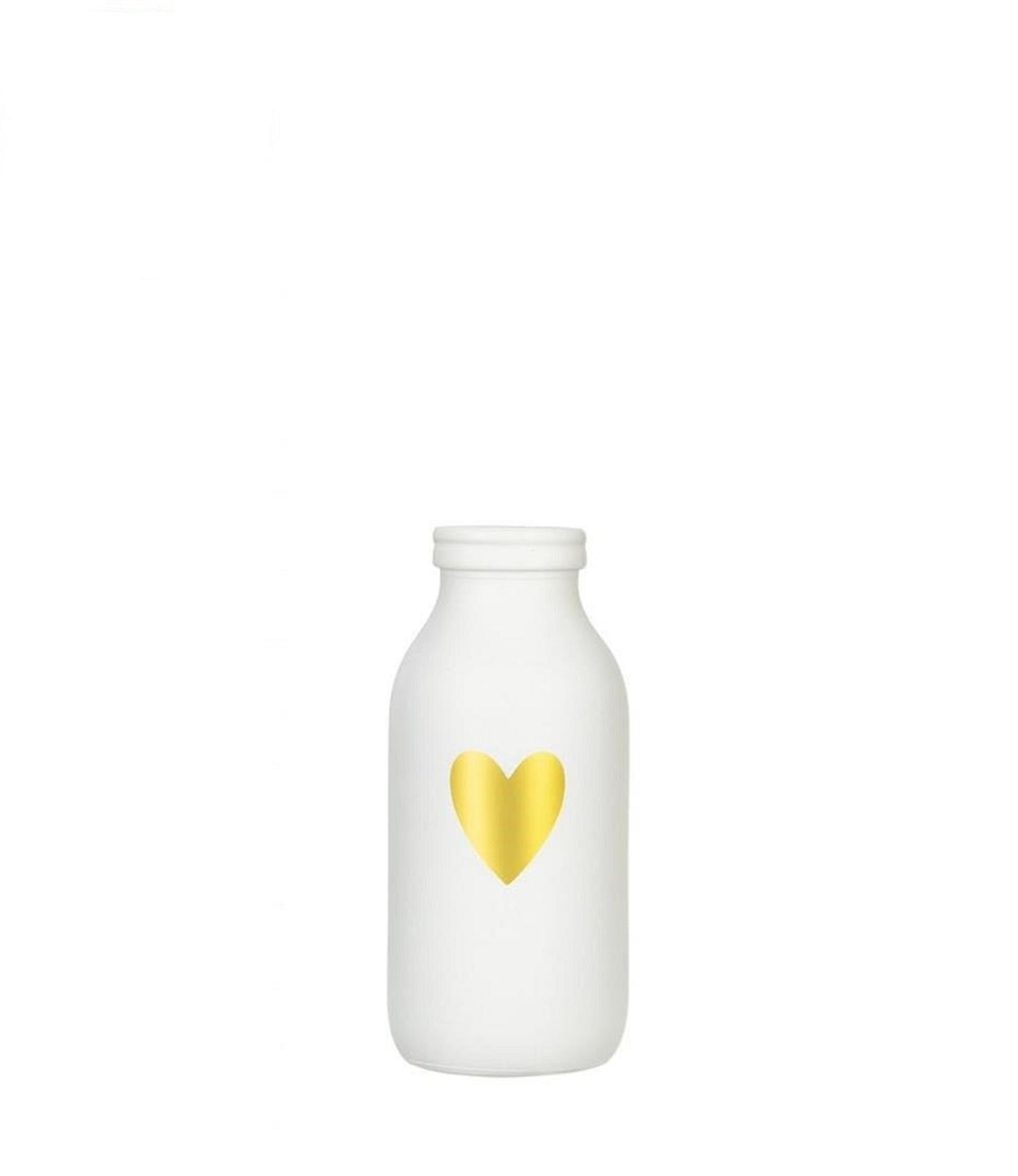 Ideas 4 seasons fles vaas glas wit met gouden hart ø4.8xh10,4cm