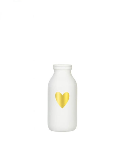 Ideas 4 seasons fles vaas glas wit met gouden hart ø4.8xh10,4cm
