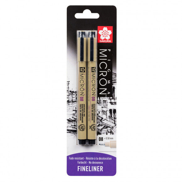 Sakura • pigma micron 08 zwart 0,50mm 2stuks