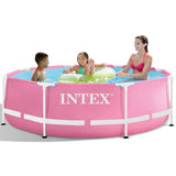 Intex Pink Metal Frame zwembad 244 x 76 cm met filterpomp - afbeelding 1