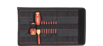 Wiha schroevendraaier en bitset slimvario (rood geel, sleufkop, pozidriv, plusmin pozidriv 10-delig incl. opvouwbaar etui)