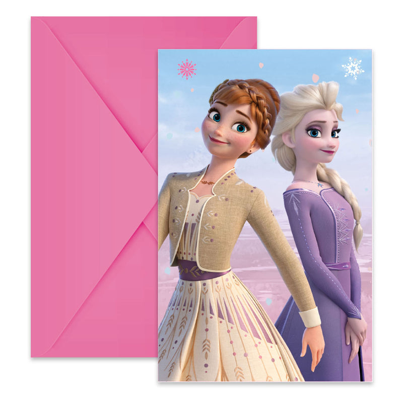 Globos uitnodigingen en enveloppen fsc frozen 2 wind spirit, 6st.