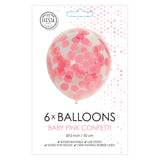 Globos confetti ballonnen papieren confetti baby roze 30cm, 6st. - afbeelding 2