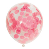 Globos confetti ballonnen papieren confetti baby roze 30cm, 6st. - afbeelding 1
