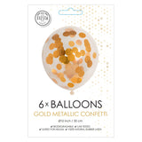 Globos confetti ballonnen papieren confetti metallic goud 30cm, 6st. - afbeelding 2