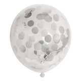 Globos confetti ballonnen papieren confetti metallic zilve 30cm, 6st. - afbeelding 1