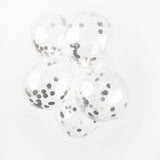 Globos confetti ballonnen papieren confetti metallic zilve 30cm, 6st. - afbeelding 3