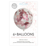 Globos confetti ballonnen papieren confetti metallix rose goud, 6st. - afbeelding 2