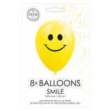 Globos ballonnen smile geel 30cm, 8st. - afbeelding 2