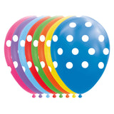 Globos ballonnen stippen mix kleuren 30cm, 8st. - afbeelding 1