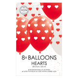 Globos ballonnen hartjes rood wit 30cm, 8st. - afbeelding 2