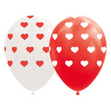 Globos ballonnen hartjes rood wit 30cm, 8st. - afbeelding 1