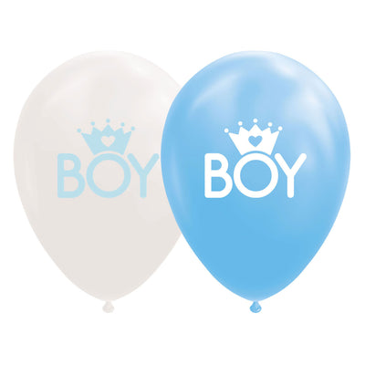 Ballonnen Zoon Baby Blauw Wit 30cm, 8st.