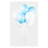 Globos ballonnen zoon baby blauw wit 30cm, 8st. - afbeelding 3