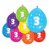 Globos ballonnen 2-zijdig geprint cijfer 3, 8st.