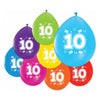 Globos ballonnen 2-zijdig geprint cijfer 10, 8st.