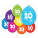 Globos ballonnen 2-zijdig geprint cijfer 10, 8st.