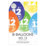 Globos ballonnen 2-zijdig geprint cijfer 12, 8st. - afbeelding 2
