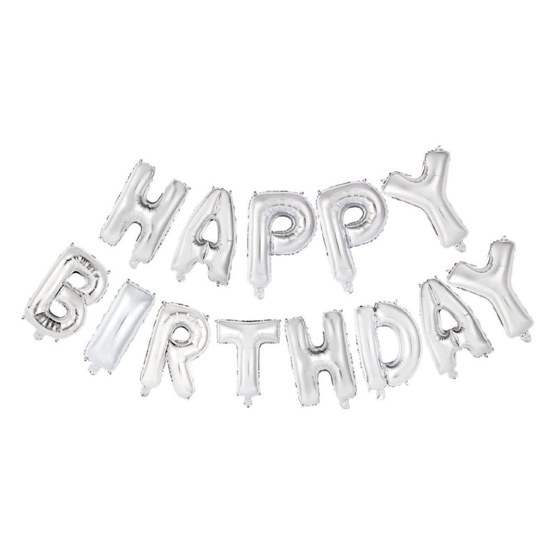 Globos folieballon tekst happy birthday zilver