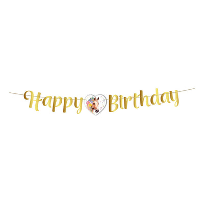 Globos vlaggenlijn happy birthday paarden - 2m