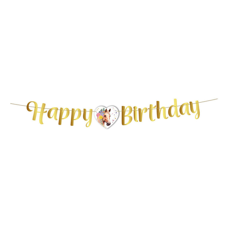 Globos vlaggenlijn happy birthday paarden - 2m