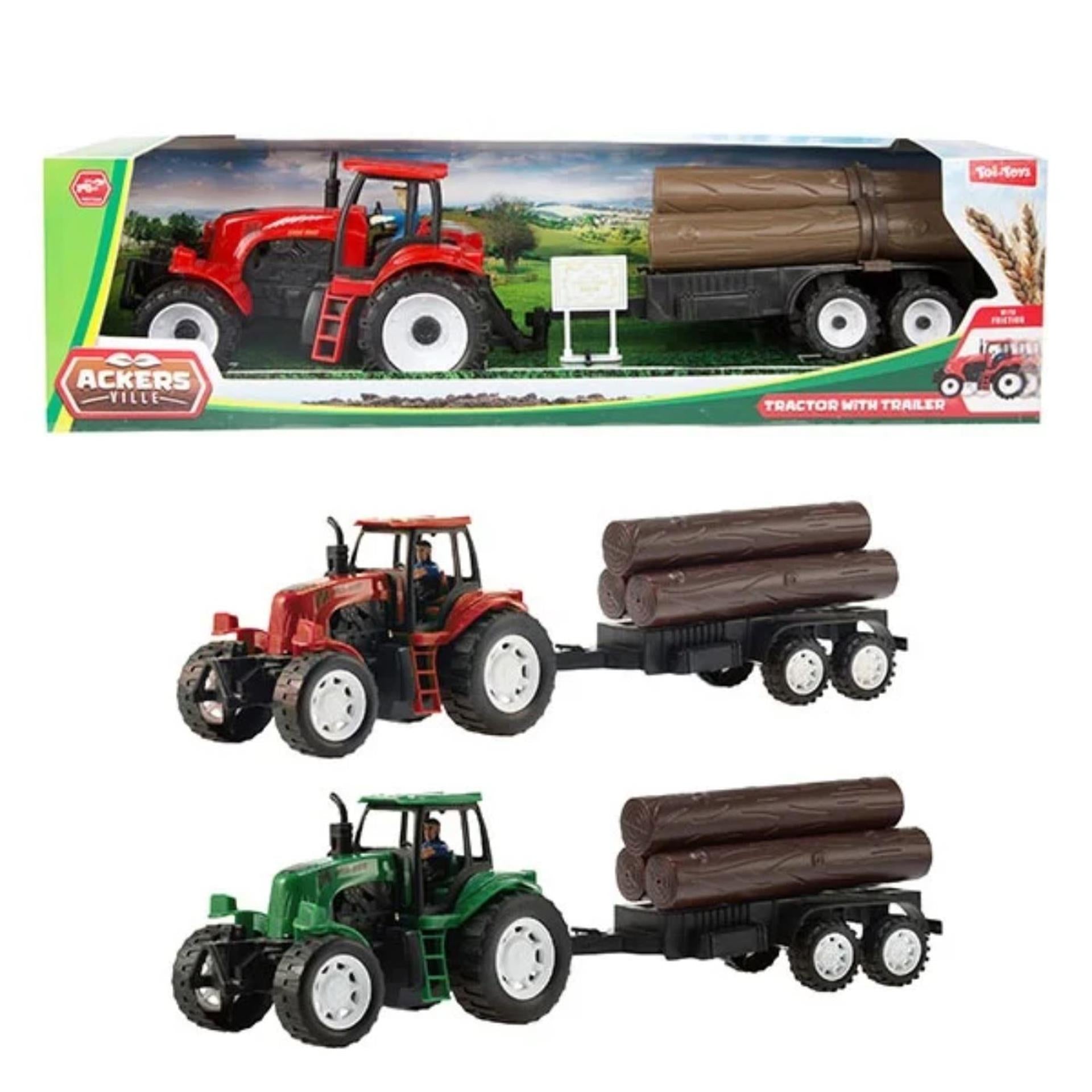 Toi-toys toi toys tractor frictie met aanhanger 44cm