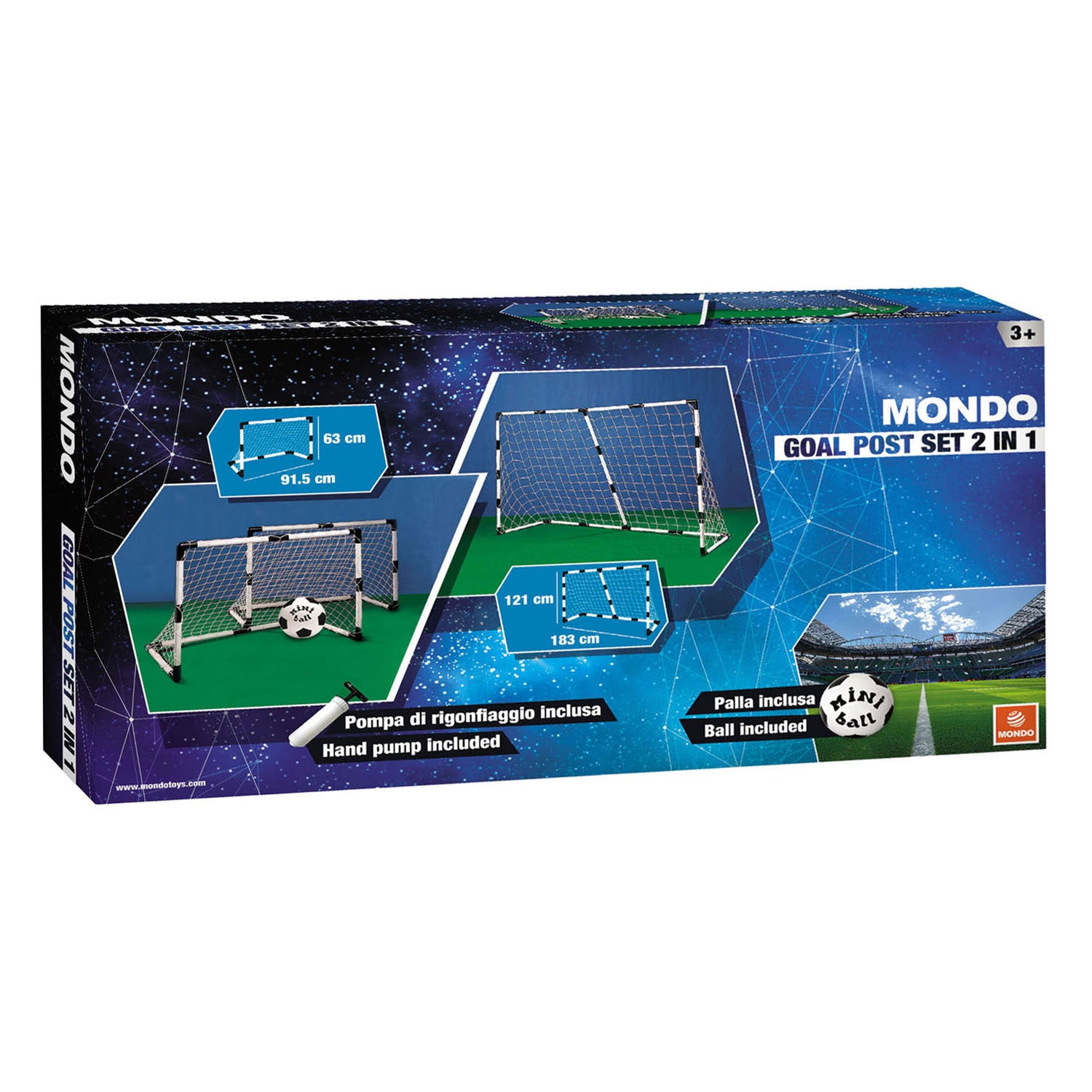 Mondo voetbaldoel set 2-in-1 met bal en pomp