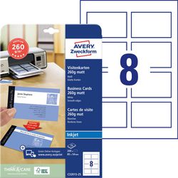 Visitekaarten avery 260g m2 85 x 54 mm mat