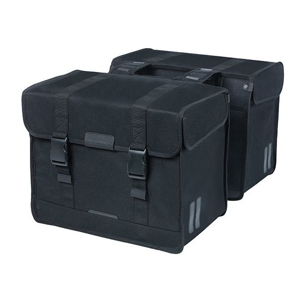 Basil Kavan Eco Classic dubbele fietstas - duurzaam organisch canvas - zwart - 68L