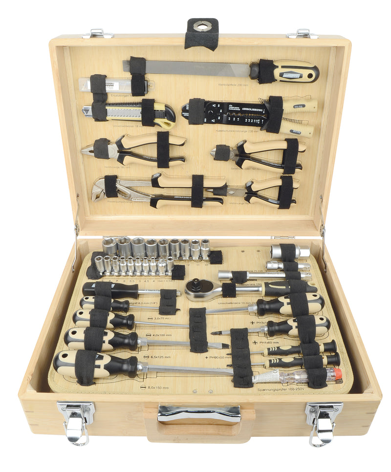 Brüder mannesmann gereedschapset bamboe koffer 108 dlg - 29002