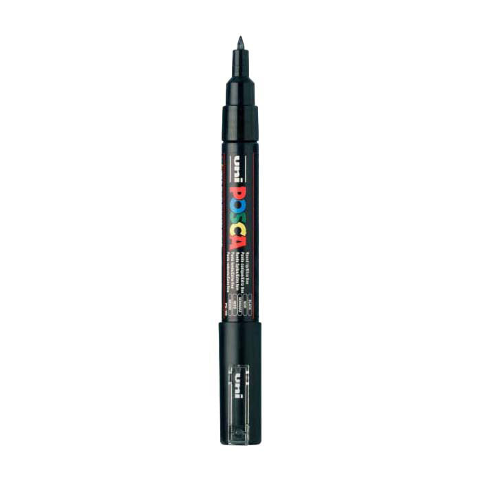 Uni posca verfmarker 1mc zwart - conische punt - 1 mm