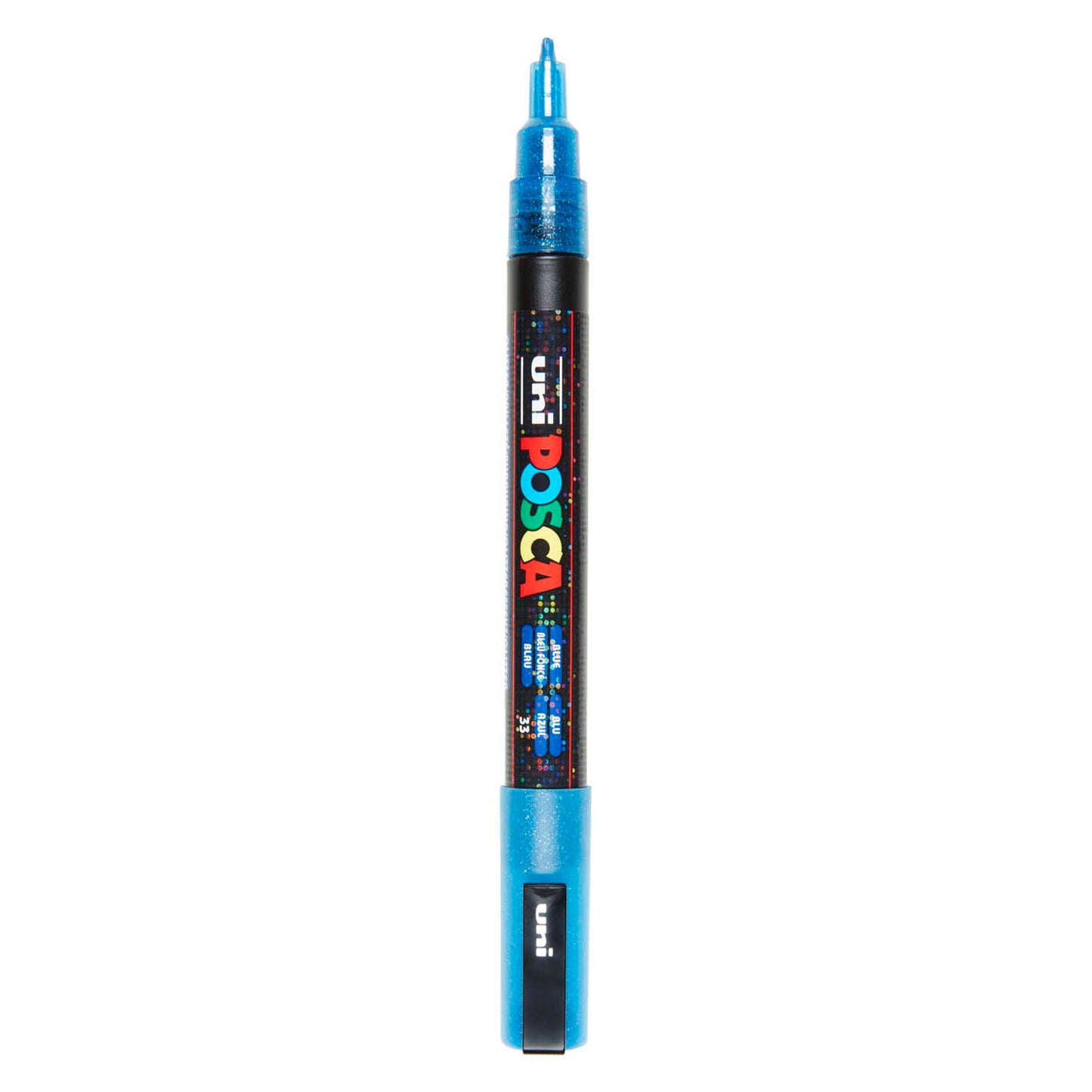 Uni posca pc3m verfmarker glitter donkerblauw - ronde punt tot 1,3 mm