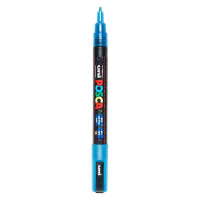 Uni posca pc3m verfmarker glitter donkerblauw - ronde punt tot 1,3 mm