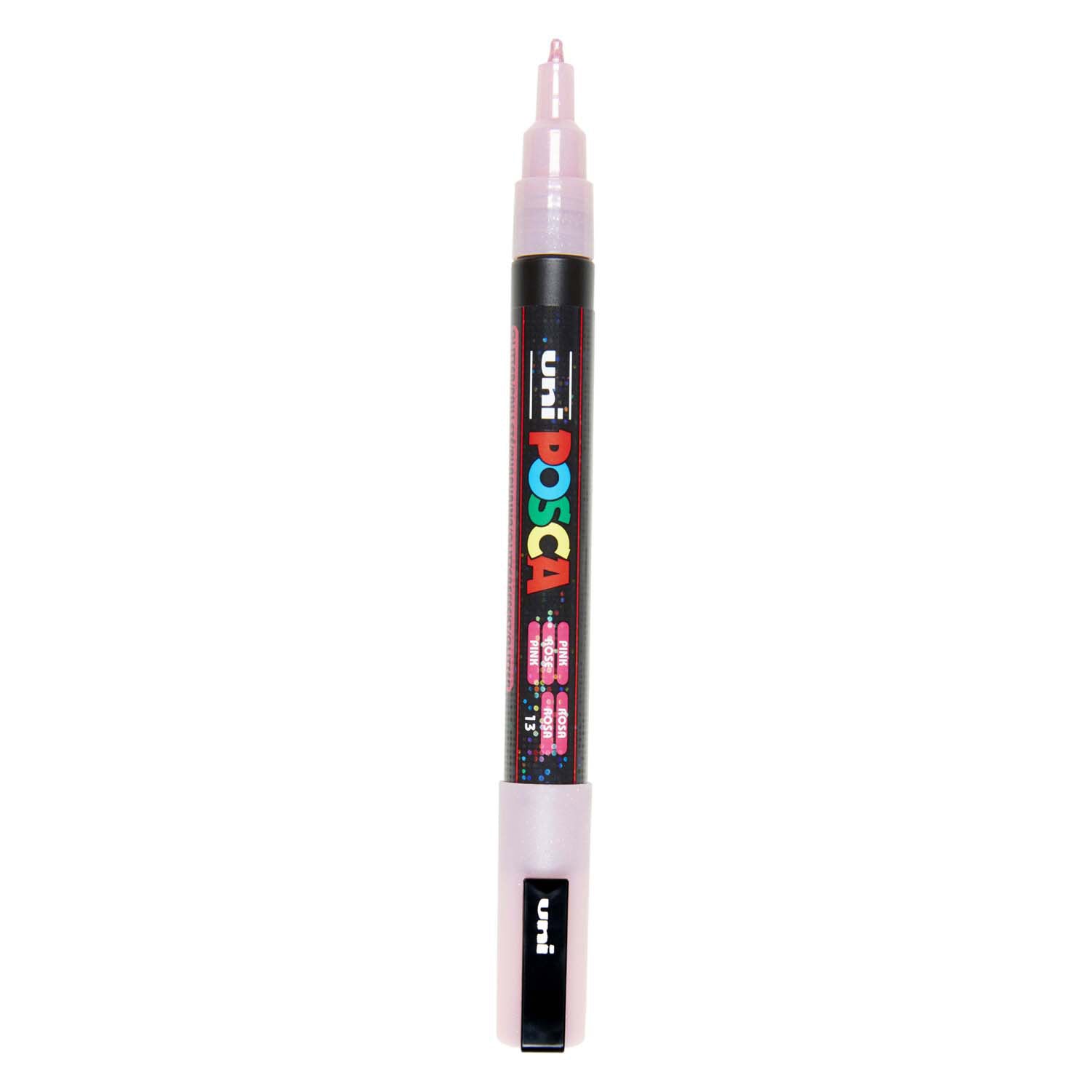 Uni posca pc3m verfmarker glitter roze - ronde punt tot 1,3 mm
