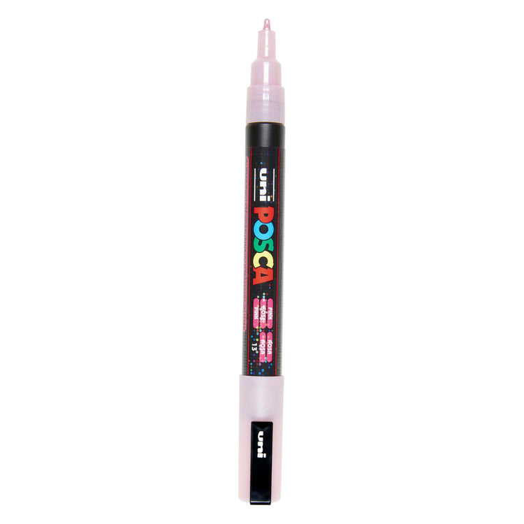 Uni posca pc3m verfmarker glitter roze - ronde punt tot 1,3 mm