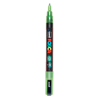 Uni posca pc3m verfmarker glitter lichtgroen - ronde punt tot 1,3 mm