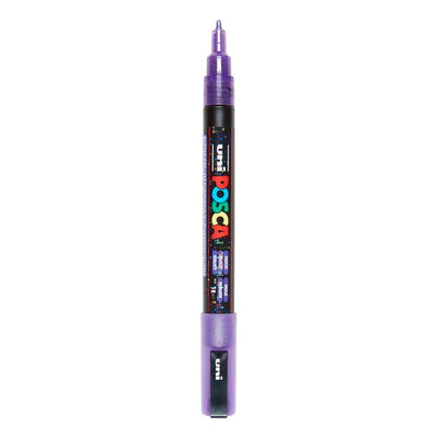 Uni posca pc3m verfmarker glitter paars- ronde punt tot 1,3 mm