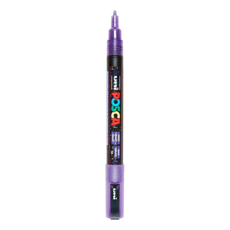 Uni posca pc3m verfmarker glitter paars- ronde punt tot 1,3 mm