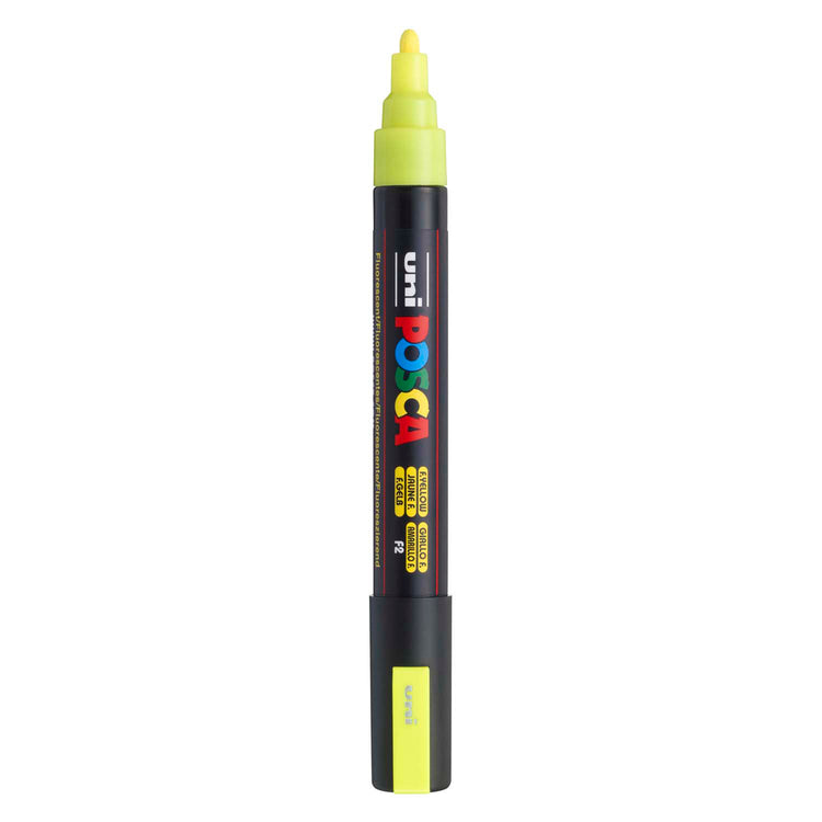 Uni posca verfmarker pc5m neon geel - conische punt 2,5 mm
